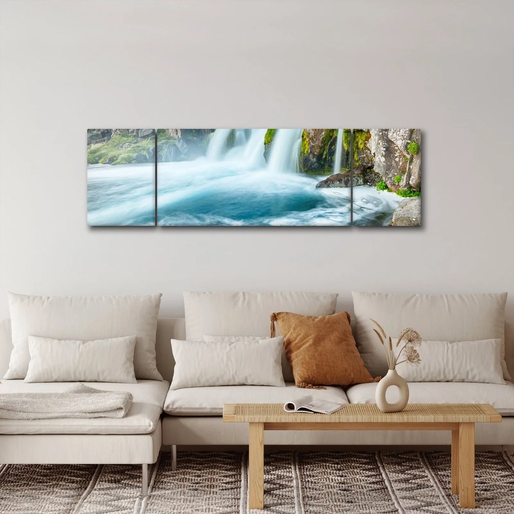 Obraz - Skały z wodospadami (170x50 cm)