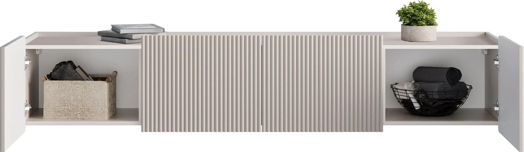 Szafka RTV Malmi 200 cm wisząca - kaszmir / złoty