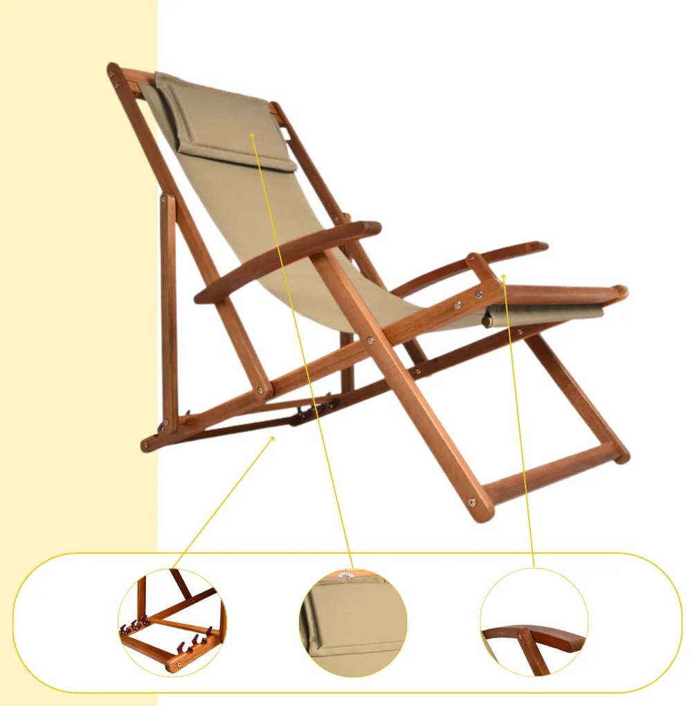 Leżak ogrodowy SIENA, 65x87x102cm, beżowa Jurhan