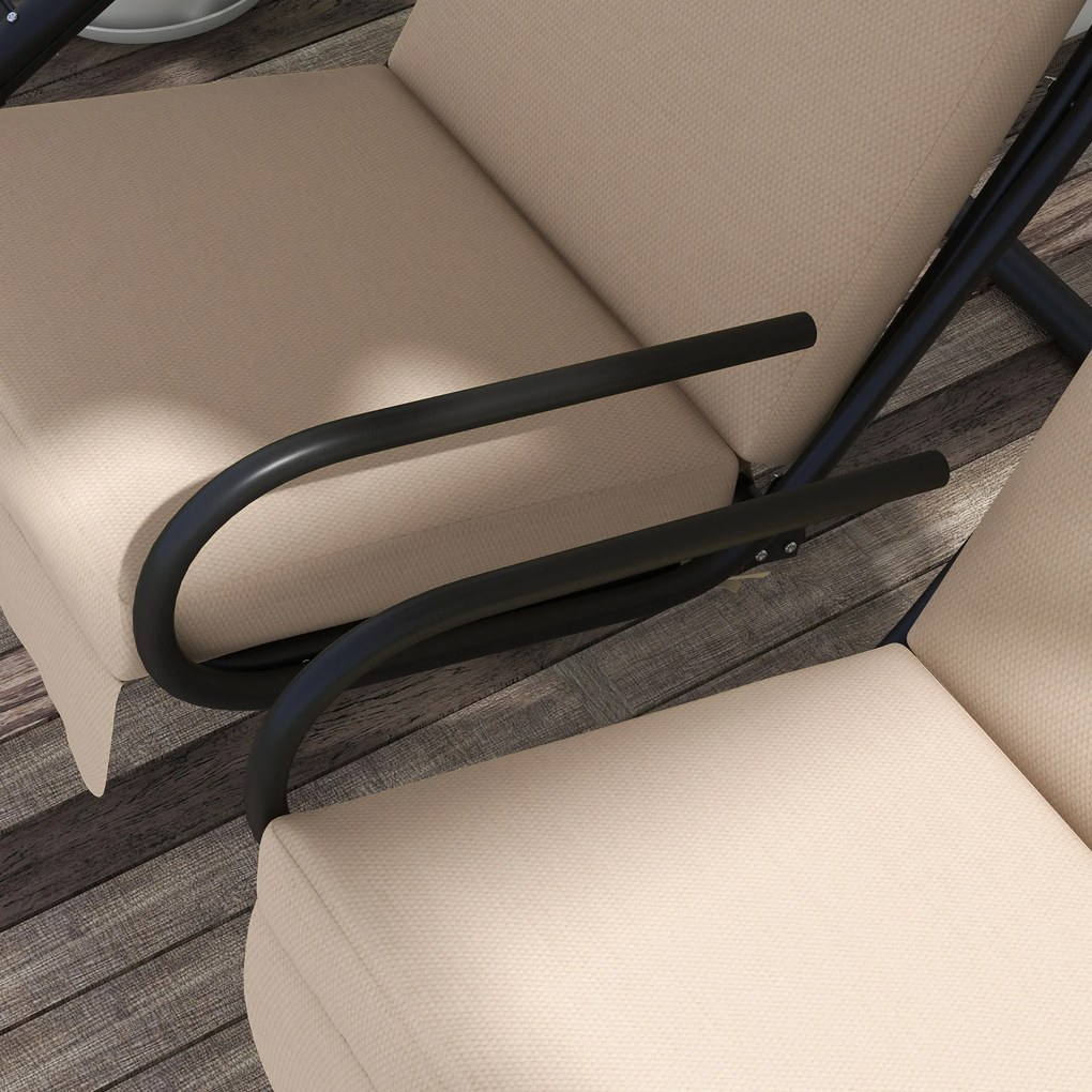 Outsunny Huśtawka ogrodowa typu Hollywood, odporna na warunki atmosferyczne, 2 oddzielne siedzenia, 2 podstawki na napoje, 170 cm x 136 cm x 170 cm, Beżowa