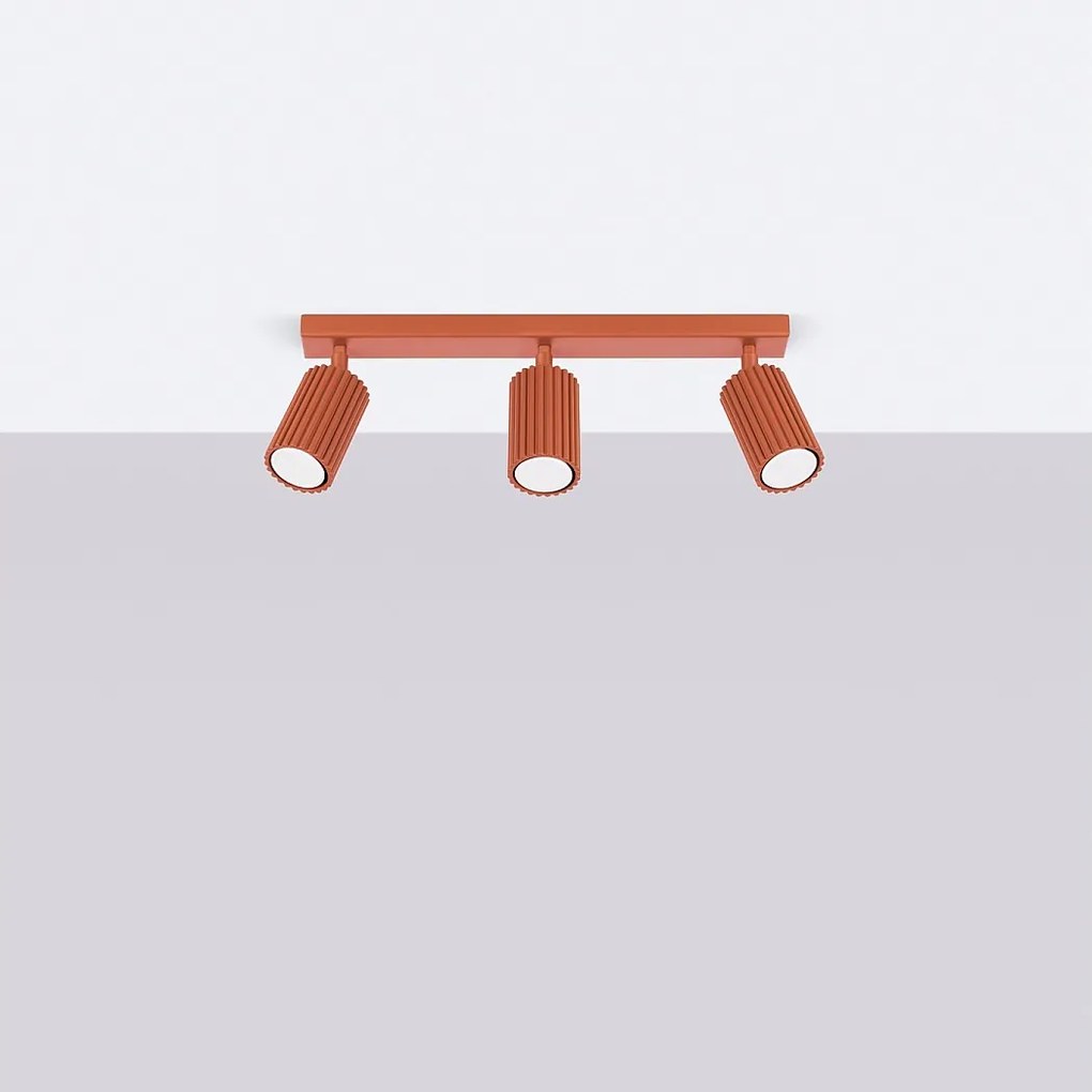 Lampa sufitowa minimalistyczny Gloow, aluminium - 3 źródło światła 4000K - L.45 x H.16.5 cm - ochra czerwona