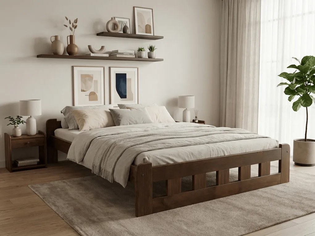 Łóżko Naomi podwyższone 160 x 200 cm, dąb Stelaż: Bez stelaża, Materac: Materac Deluxe 10 cm