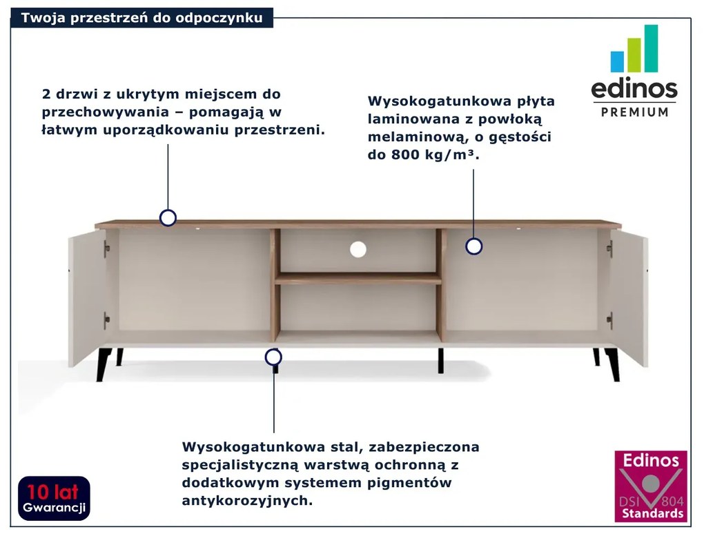 Szafka RTV na nóżkach kaszmir + dąb castello H2-G57
