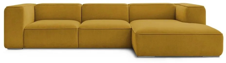 Narożnik z materiału bouclé w kolorze ochry (prawostronny) Zephyr – Bobochic Paris