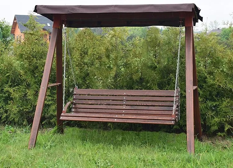 Drewniana huśtawka ogrodowa Kaori 4X orzech - 180cm