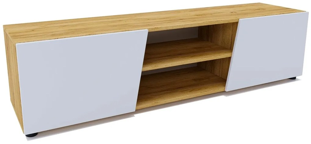 Szafka RTV na nóżkach z drzwiczkami dąb craft + biały K4-B57
