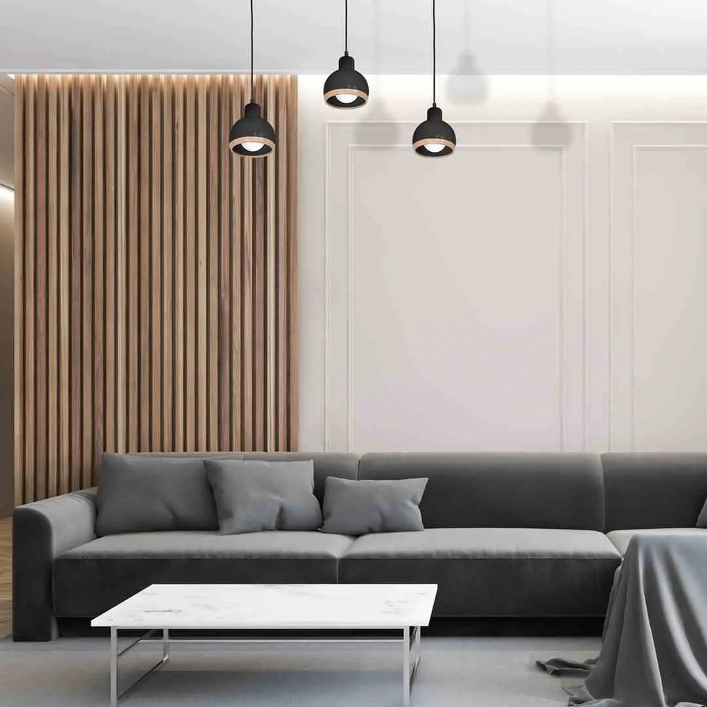 Lampa wisząca, potrójna, czarna, OVAL BLACK 3xE27