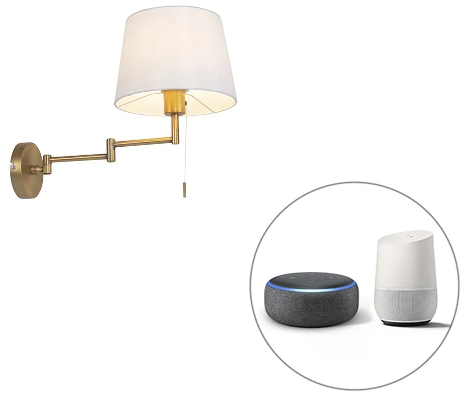 Inteligentna lampa ścienna brązowa z białym kloszem włącznie z WiFi A60 - Ladas Deluxe Nowoczesny Oswietlenie wewnetrzne