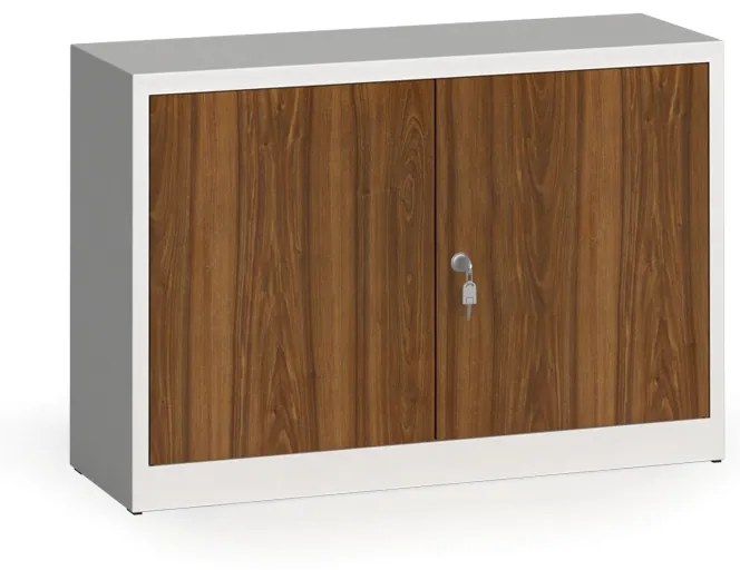 Szafy spawane z laminowanymi drzwiami, 800 x 1200 x 400 mm, RAL 7035/orzech