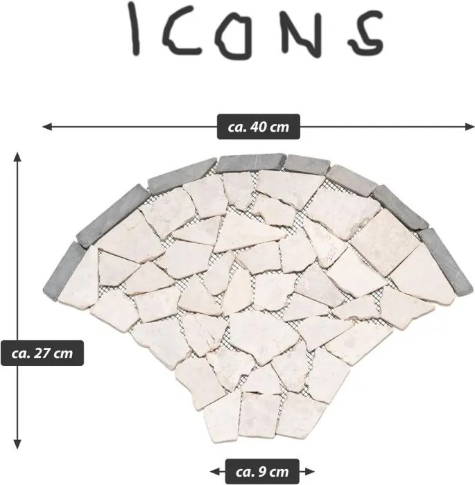Mozaika z naturalnego kamienia, wachlarz, beż 0,98 m².