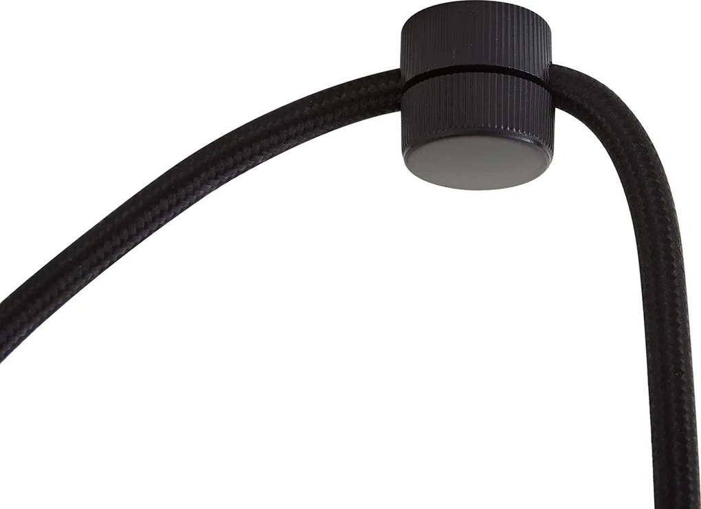 Designerska lampa wisząca czarna z kloszem z nadrukiem drewna i opalowym szkłem 3-punktowa - Tulip