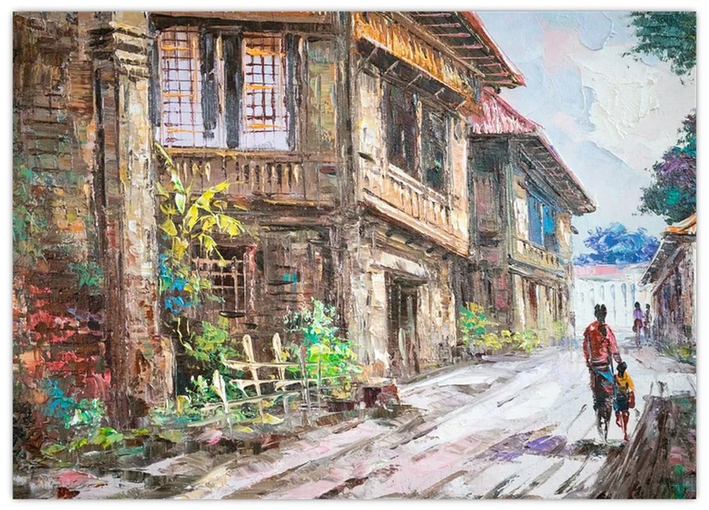 Obraz filipińskiej wioski, Azja (70x50 cm)