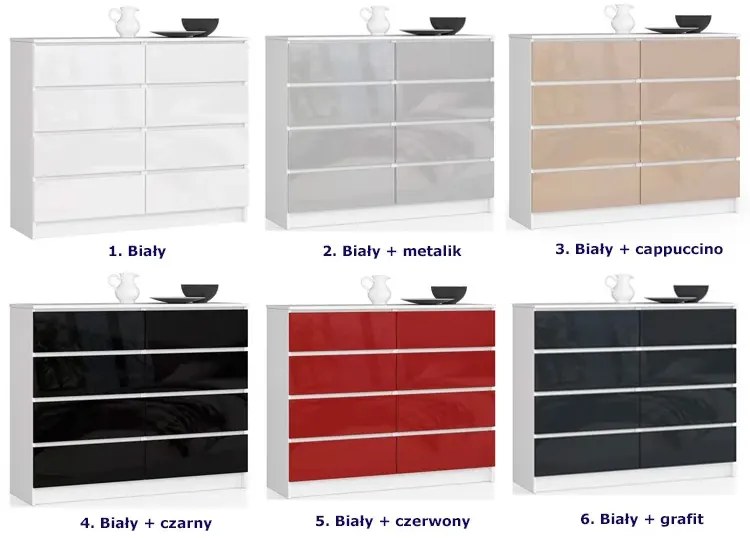 Komoda z szufladami do biura biała + grafit połysk C2-D30