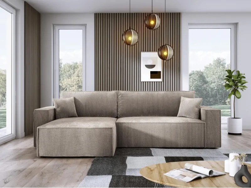 Narożnik POSO XL Lewostronny zestaw z poduszkami wolnostojący tkanina POSO 02 WERSAL