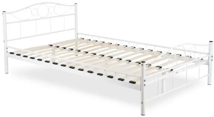 Białe metalowe łóżko z zagłówkiem 120x200 A7-B26