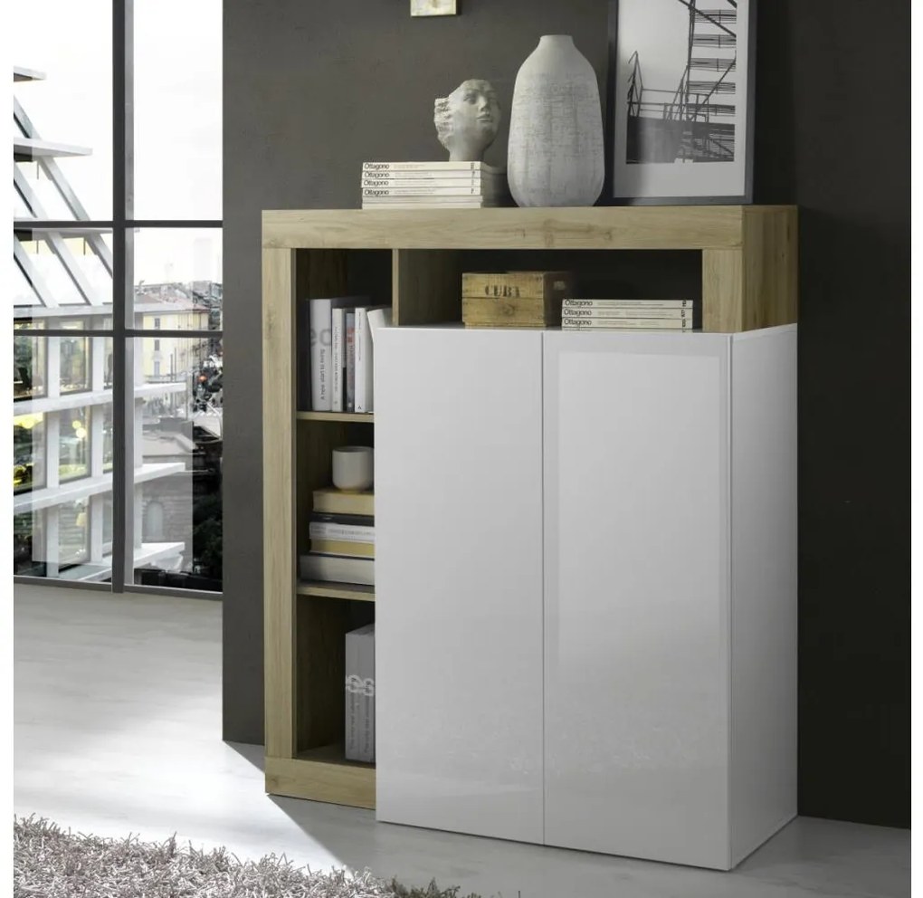 Komoda LENOR biała/brązowa