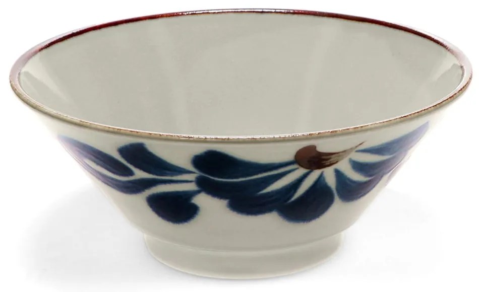 Niebiesko-beżowa porcelanowa miska na ramen 900 ml Flower – Rex London