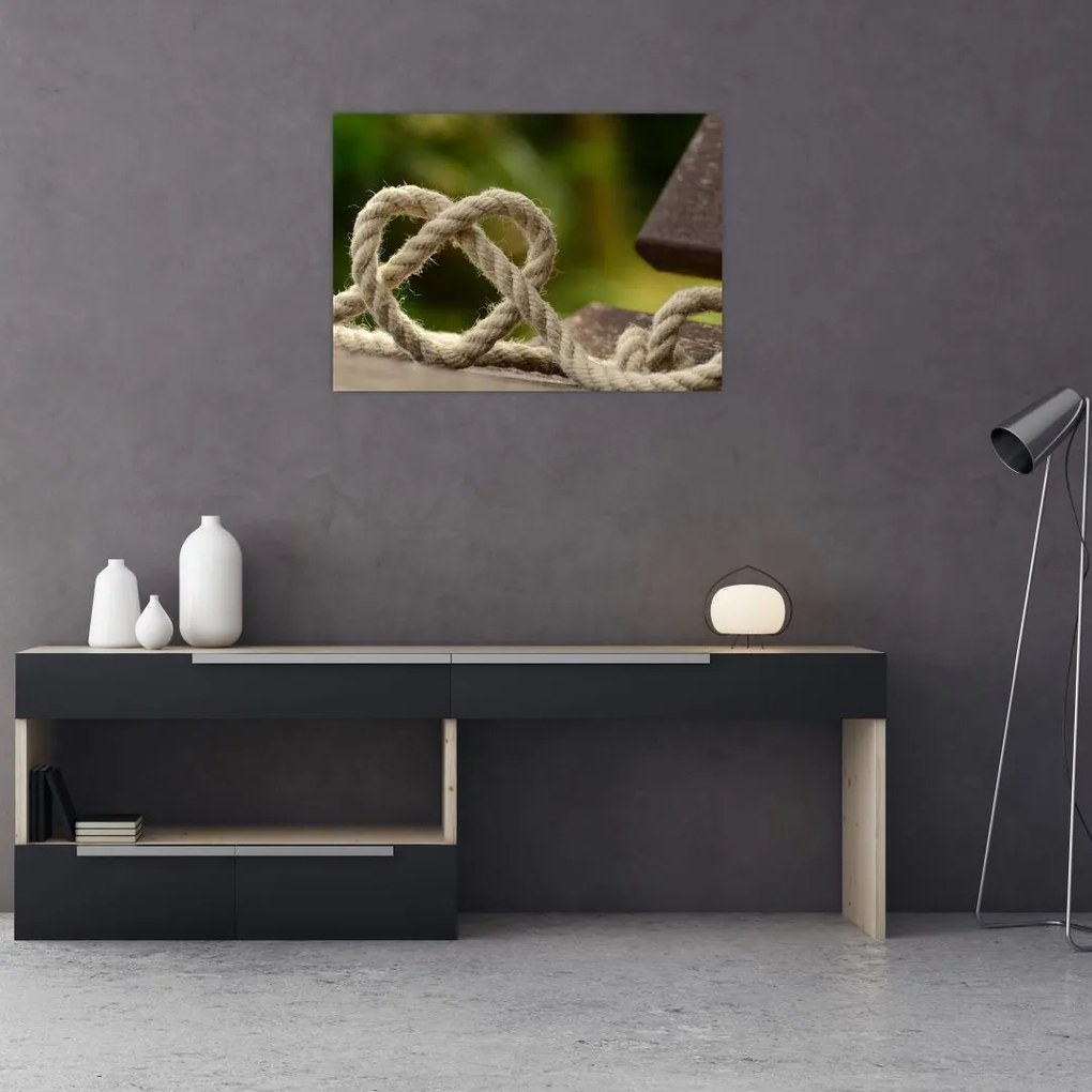 Obraz serca z liny (70x50 cm)