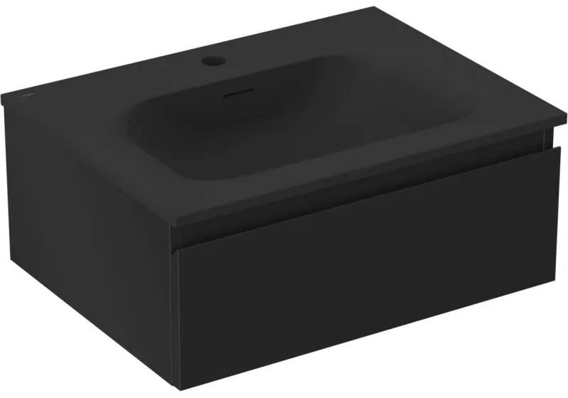 Mexen Orio szafka łazienkowa 60 cm z umywalką Vela, 1 szuflada, czarna mat - 91A10-06023-1-BF71-W23M71
