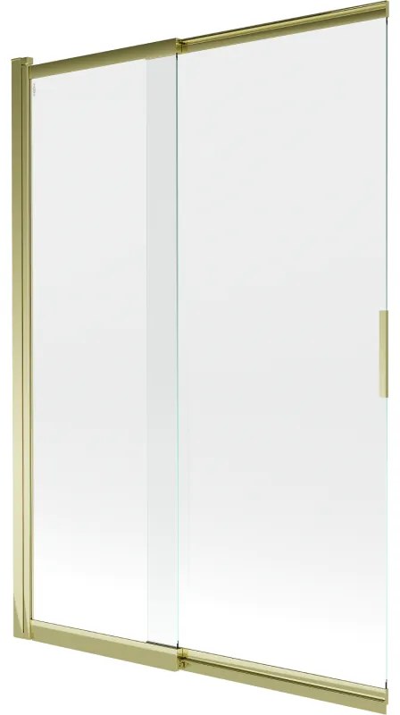 Mexen Fox parawan nawannowy 2-skrzydłowy przesuwny 120 x 150 cm, transparent, złoty - 891-120-002-50-00