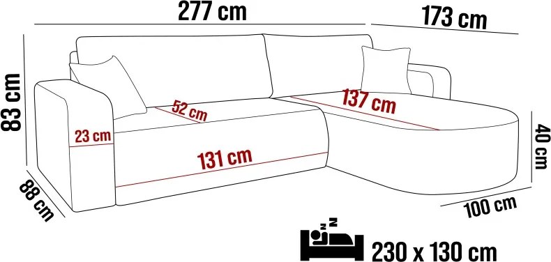 Narożnik BIS XL Uniwersalny z funkcją spania POSO 39 DomoHome