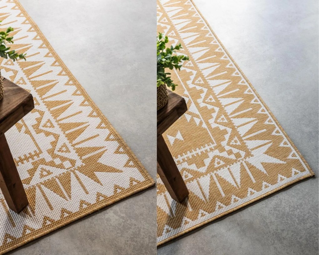Dywan dwustronny zewnętrzny Gemini kremowo-złoty 200 cm x 290 cm