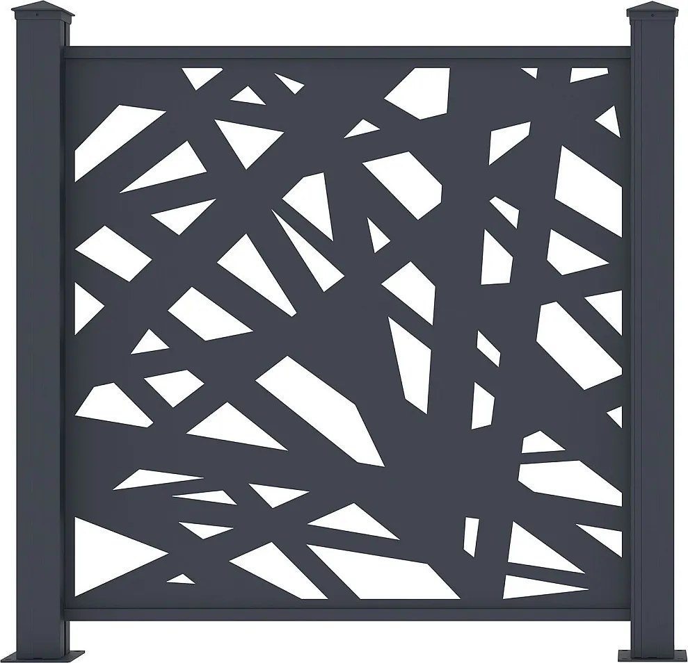 Ogrodzenie aluminiowe z geometrycznym wzorem laserowo wycinanym - Zestaw startowy - W114 x S118 cm - Antracyt - NATAFO