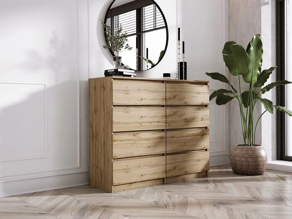 Komoda z 8 szufladami: Dąb Wotan, 120 x 101 x 39 cm