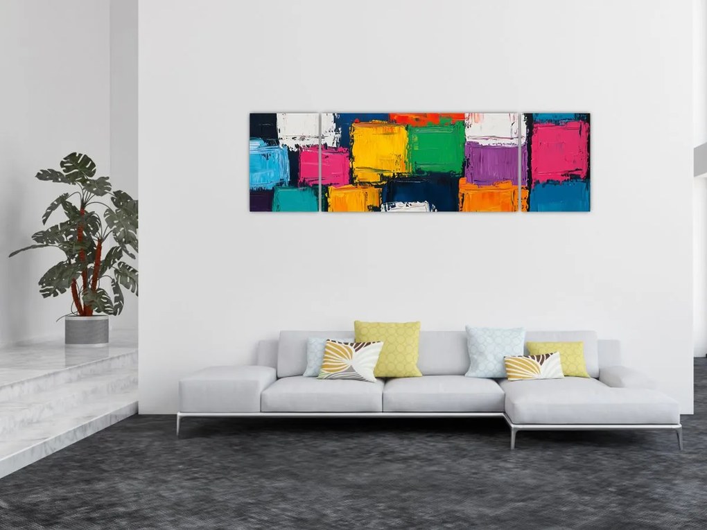 Obraz - Obraz z kolorowymi kwadratami (170x50 cm)
