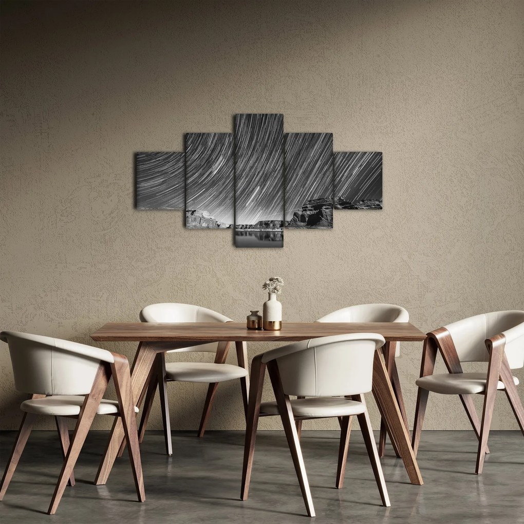 Czarno - biały obraz gwiaździstego nieba (125x70 cm)