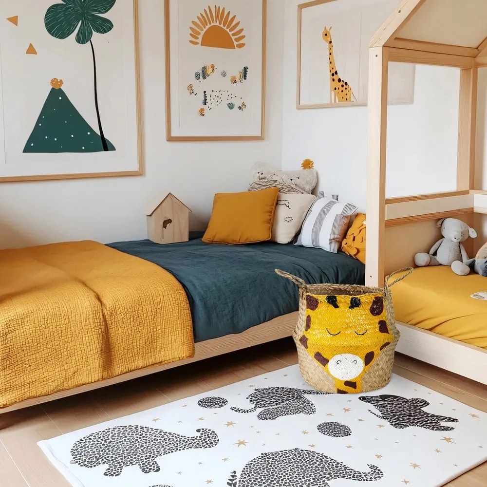 Żółto-naturalny dziecięcy kosz na zabawki z trawy morskiej ø 30x28 cm Giraffe – Compactor
