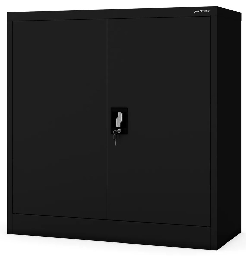 Metalowa szafka z drzwiami BEATA, 900 x 930 x 400 mm, czarna