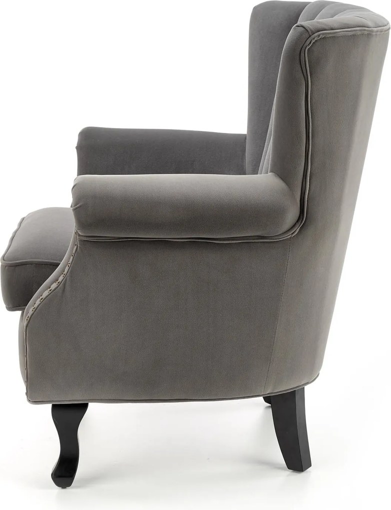 Welurowy fotel wypoczynkowy z pinezkami Titan