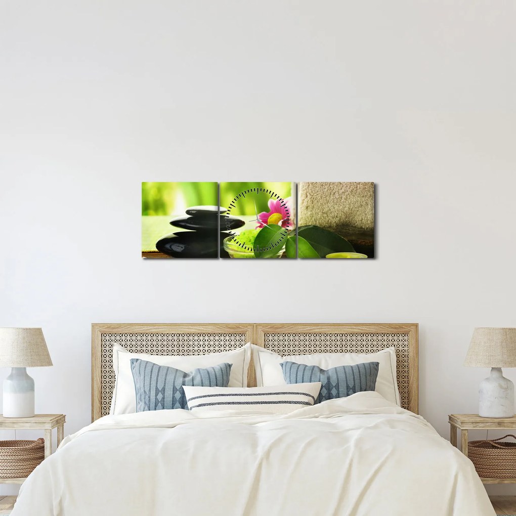 Obraz narzędzi do masażu (z zegarem) (90x30 cm)