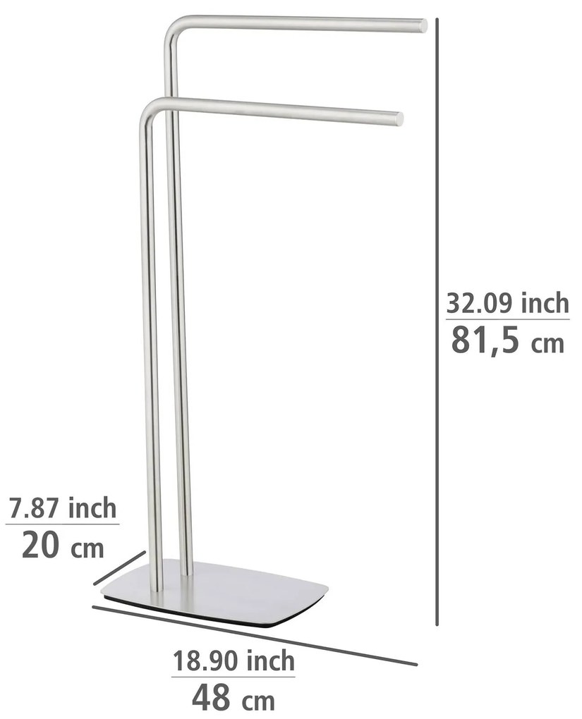Wieszak na ręczniki z 2 szczebelkami, matowa stal nierdzewna, IRIA, WENKO