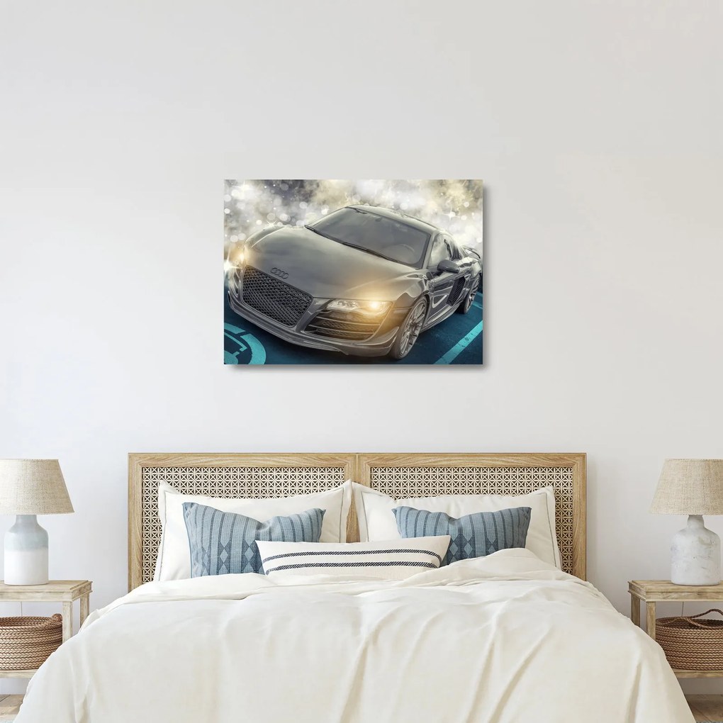 Obraz na szkle - samochód Audi - szary (70x50 cm)