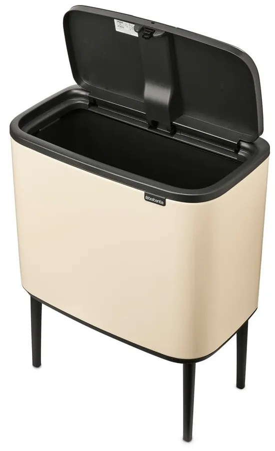 Beżowy stalowy kosz na śmieci otwierany na dotyk 36 l Bo Touch Bin – Brabantia