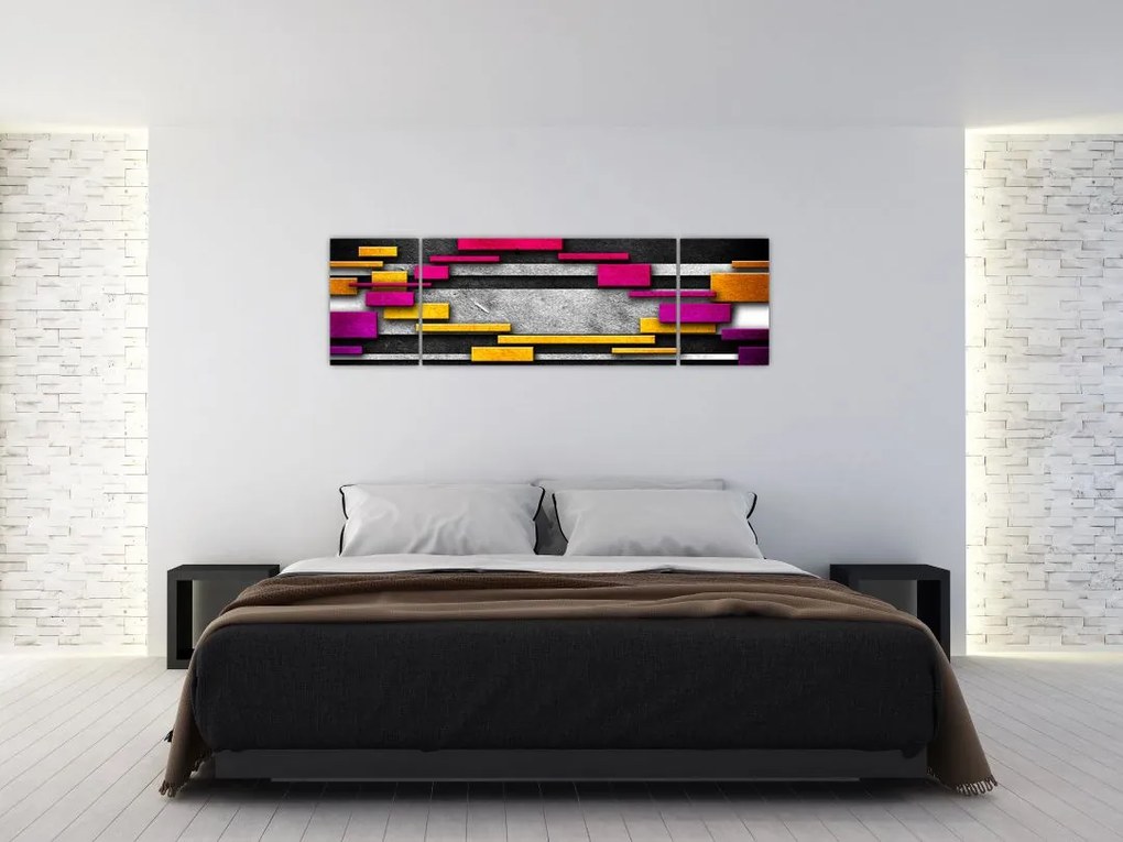 Obraz kolorowej abstrakcji na czarnym tle (170x50 cm)