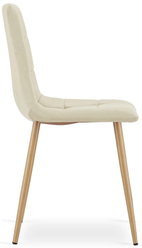 PROMOCJA Jasnobeżowe aksamitne krzesło KARA II. jakość