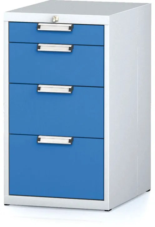 Kontenerek na narzędzia MECHANIC, 4 szuflady, 480 x 600 x 840 mm, niebieskie drzwi