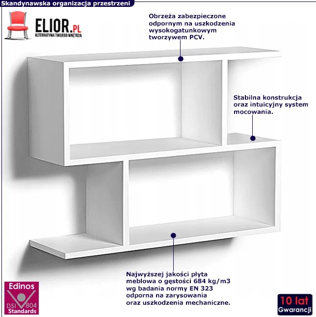 Nowoczesna biała półka wisząca B7-K47