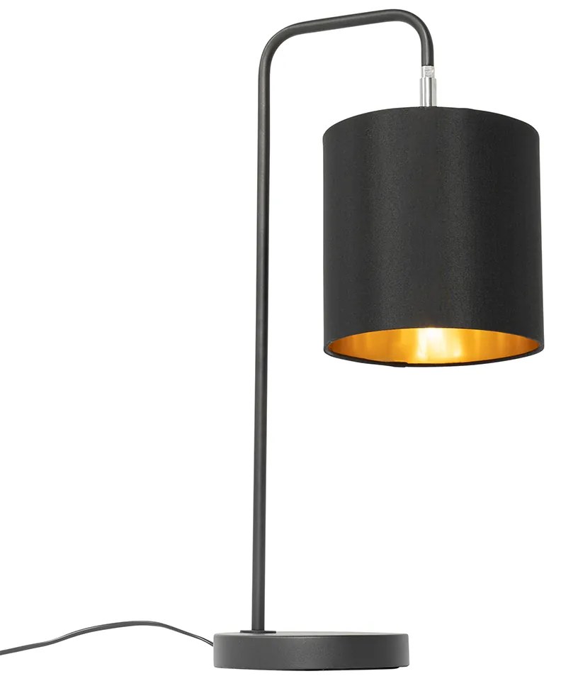 Nowoczesna lampa stołowa czarna ze złotym wnętrzem - Lofty