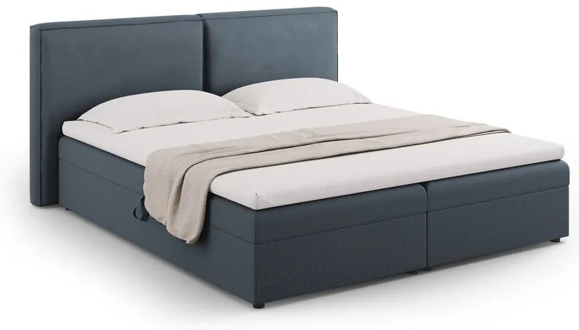 Niebieskie łóżko boxspring ze schowkiem 180x200 cm Arendal – Cosmopolitan Design