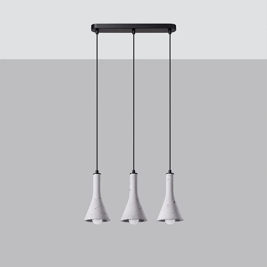 Lampy wiszące nowoczesny Lum, beton - 3 źródło światła 4000K - L.46 x H.110 cm - szary
