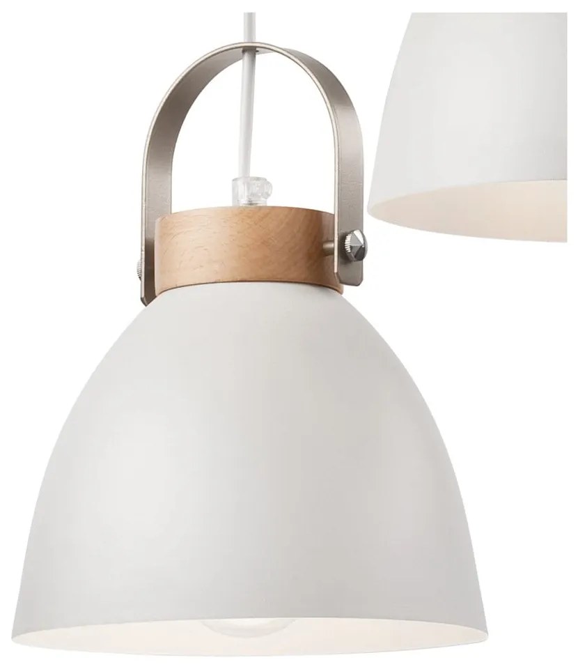 Biała lampa wisząca z metalowym kloszem ø 37 cm Danielle – LAMKUR