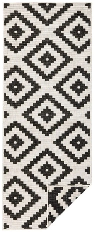 Czarno-kremowy chodnik dwustronny odpowiedni na zewnątrz NORTHRUGS Malta, 80x250 cm
