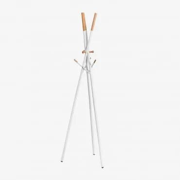 Stojak Na Ubrania Z Metalu I Drewna Bukowego Urian Biała - Sklum