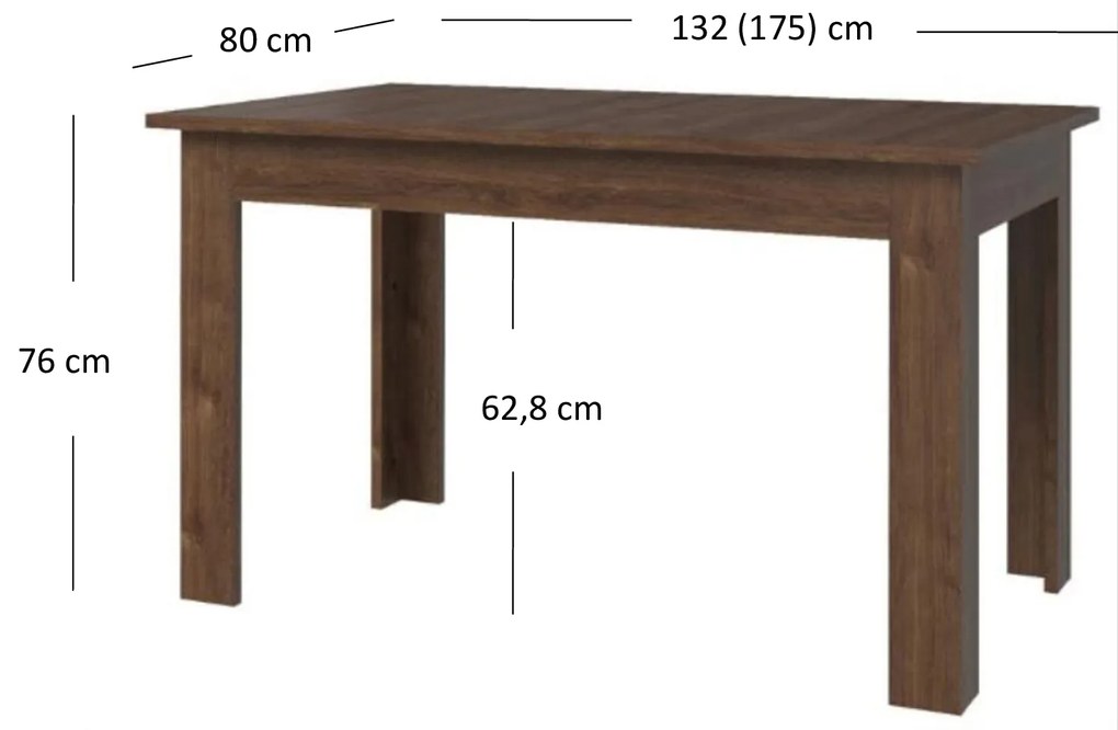 Stół Rozkładany Prostokątny Drewniany do Jadalni MYTH 130-175 cm Dąb brązowy Loft
