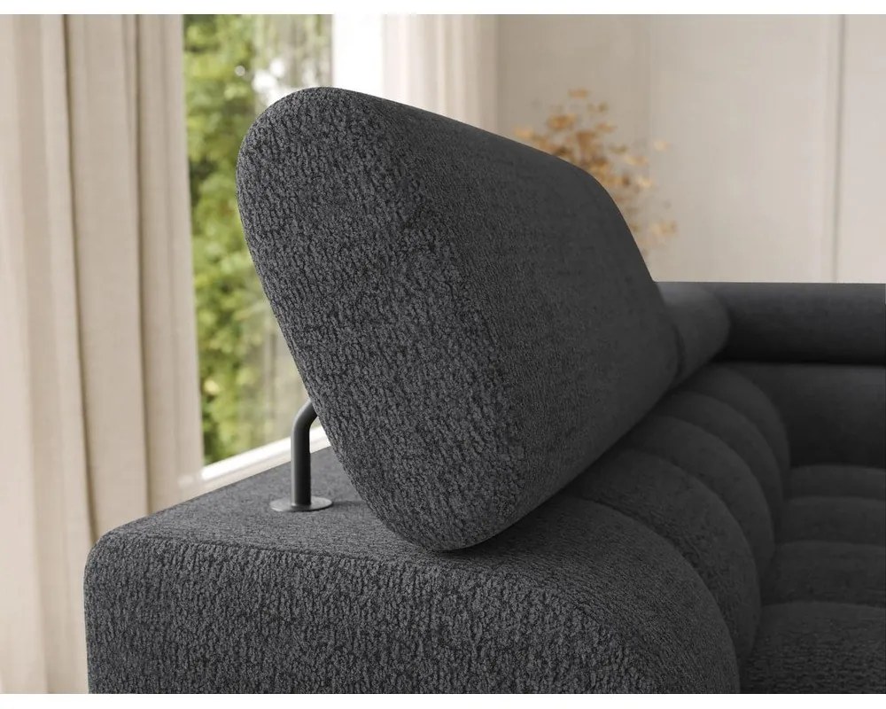 Ciemnoszary rozkładany narożnik z materiału bouclé (lewostronny/w kształcie litery U) Feraria – ELTAP