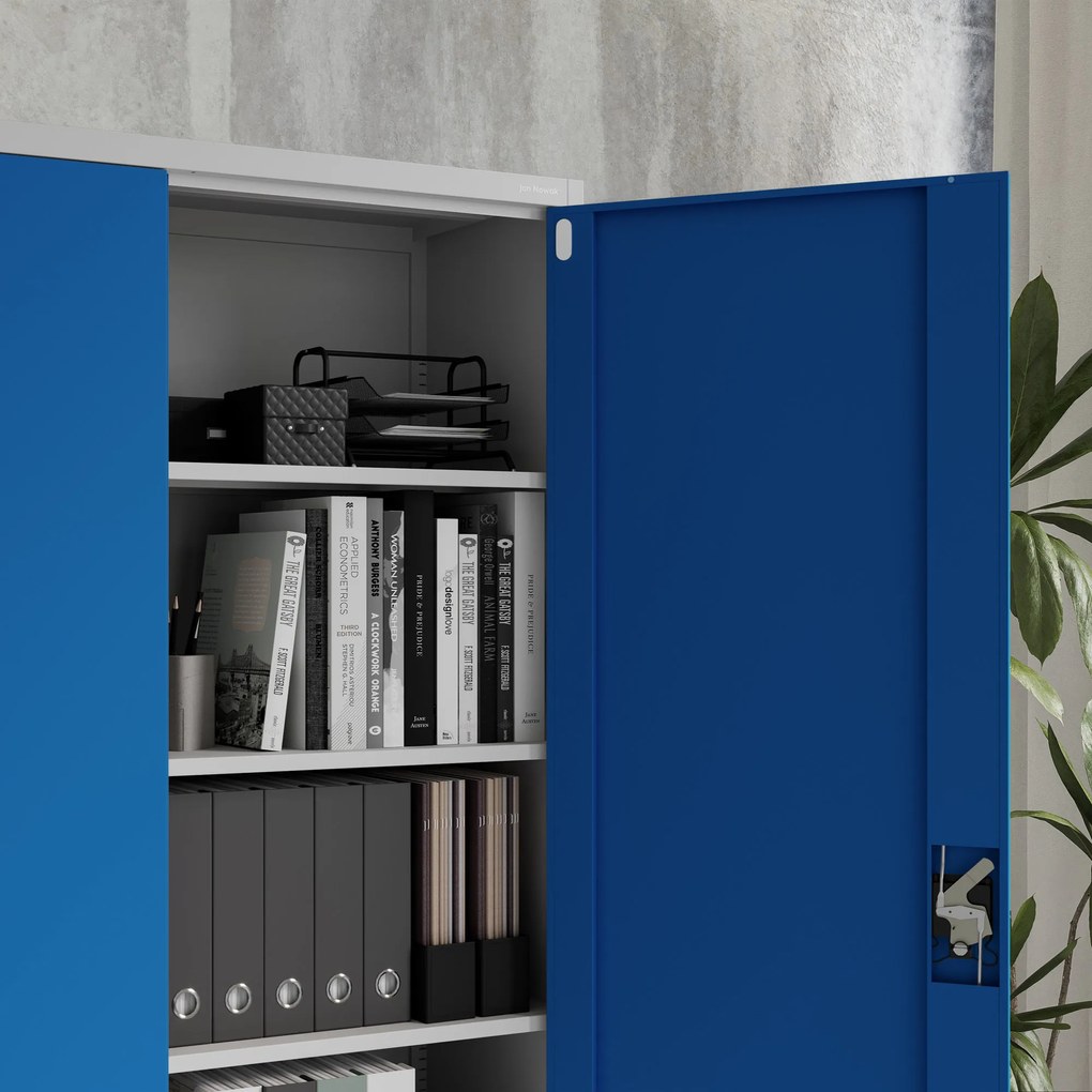 Szafa biurowa metalowa na akta szaro-niebieska JAN II, 1150 x 1850 x 400 mm